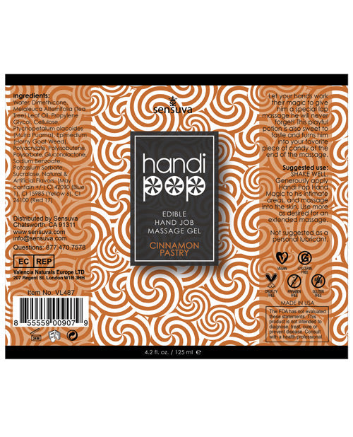 Handipop Hand Job Massage Gel - 4.2 Oz Bottle Cinnamon Pastry Lubes - Tophatter Daily Deals