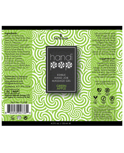 Handipop Hand Job Massage Gel - 4.2 Oz Bottle Green Apple Lubes - Tophatter Daily Deals