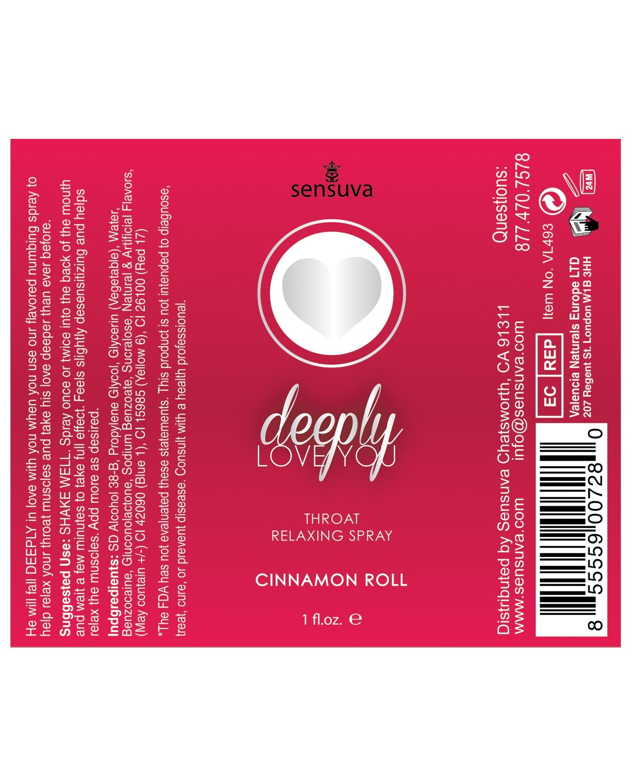 Deeply Love You Throat Relaxing Spray - 1 Oz Bottle Cinnamon Sexual Enhancers - Tophatter Daily Deals