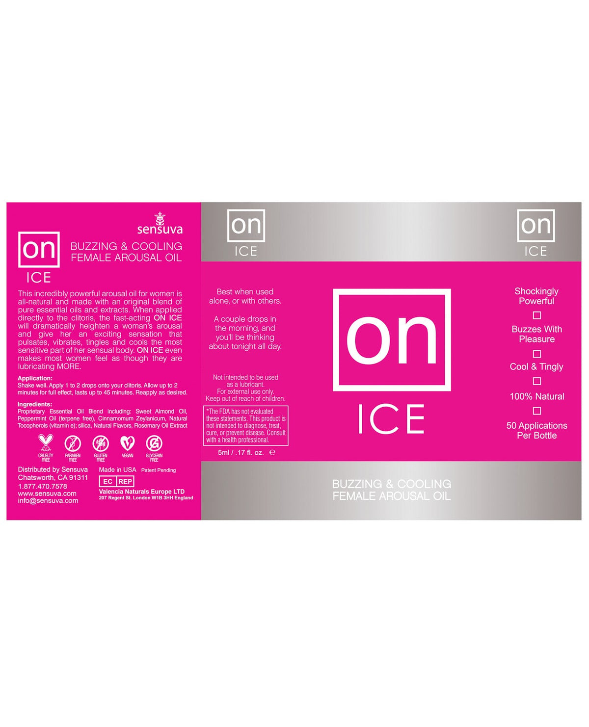 On Ice Buzzing & Cooling Female Arousal Oil - 5 Ml Bottle Sexual Enhancers - Tophatter Daily Deals