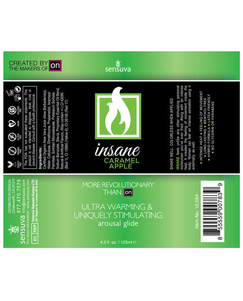 Sensuva Insane Ultra Warming & Stimulating Arousal Glide - 4.2 Oz Carmel Apple Lubes - Tophatter Daily Deals
