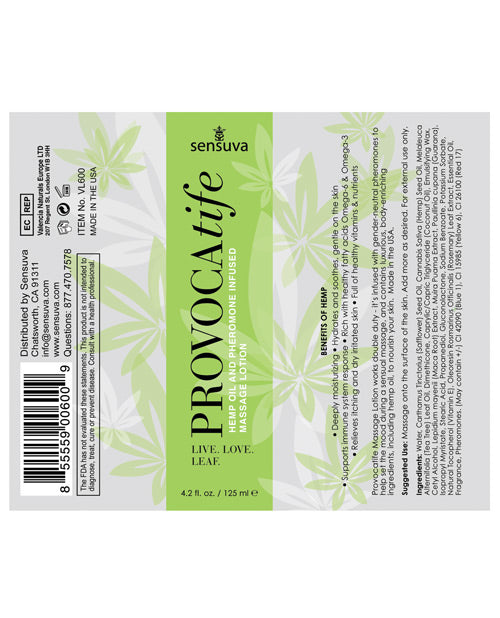 Provocatife Hemp Oil Massage Lotion W-pheromones Massage Oils, Lotions, Creams & Gels - Tophatter Daily Deals