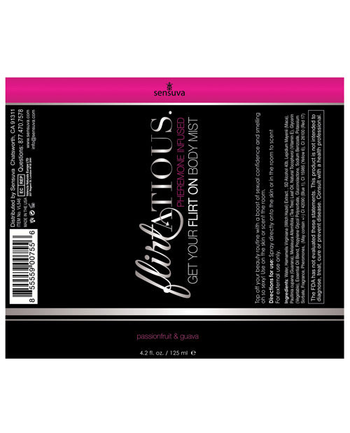 Sensuva Flirtatious Body Mist W-pheromones - 4.2 Oz Passion Fruit-guava Setting The Mood - Tophatter Daily Deals