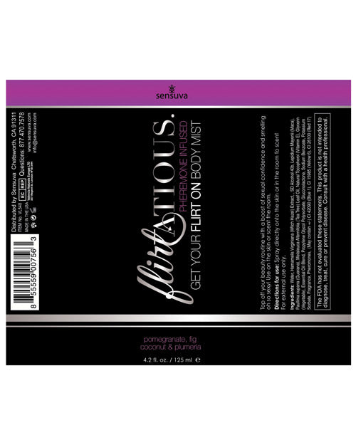 Sensuva Flirtatious Body Mist W-pheromones - 4.2 Oz Pomegranate-fig-coconut-plumeria Setting The Mood - Tophatter Daily Deals