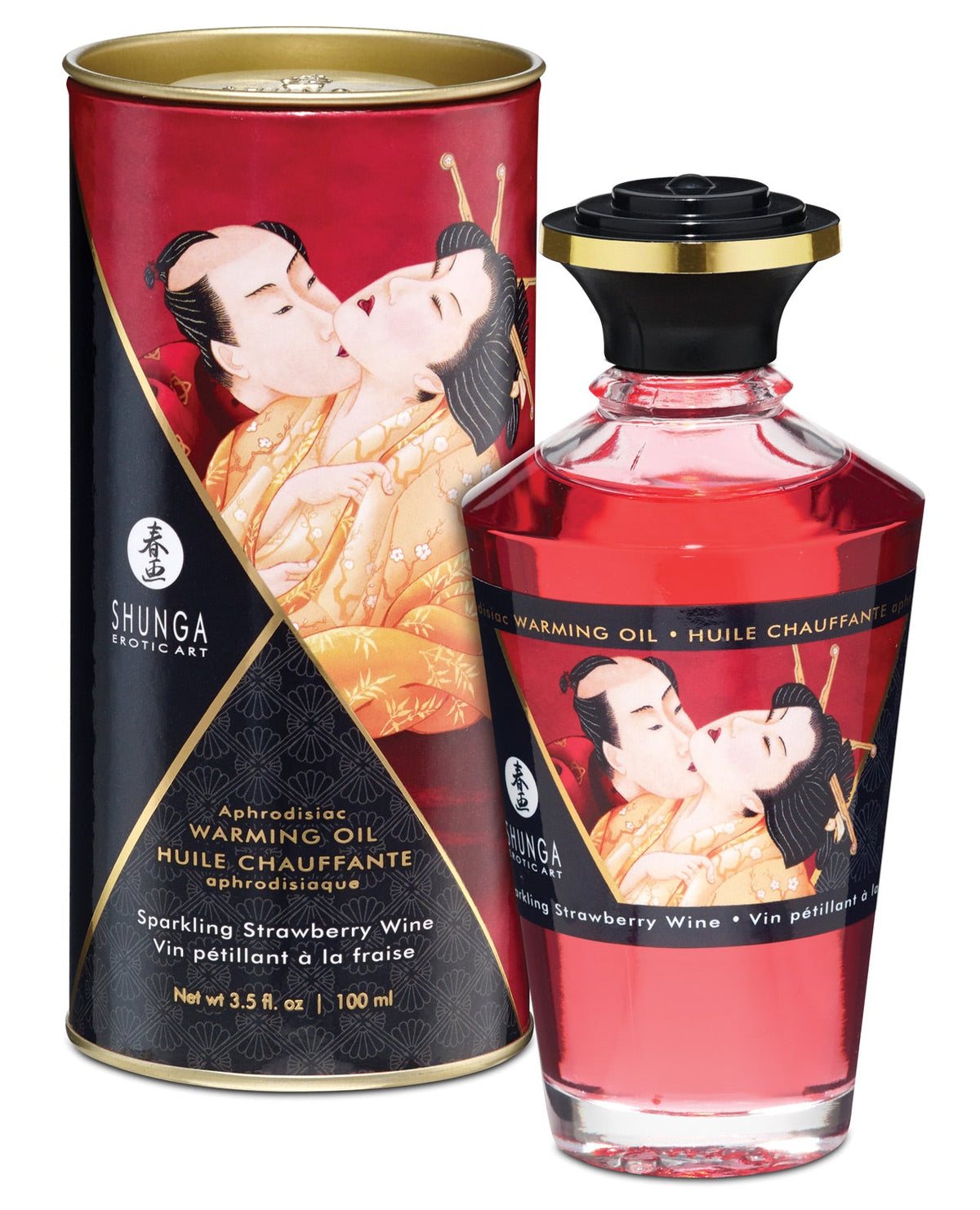 Shunga Warming Oil Sparkling Strawberry Wine - 3.5 Oz. Default Title Massage Oils, Lotions, Creams & Gels - Tophatter Daily Deals