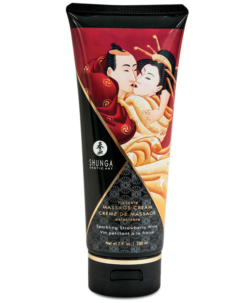 Shunga Kissable Massage Cream - 7 Oz Sparkling Strawberry Wine Default Title Massage Oils, Lotions, Creams And Gels - Tophatter Daily Deals