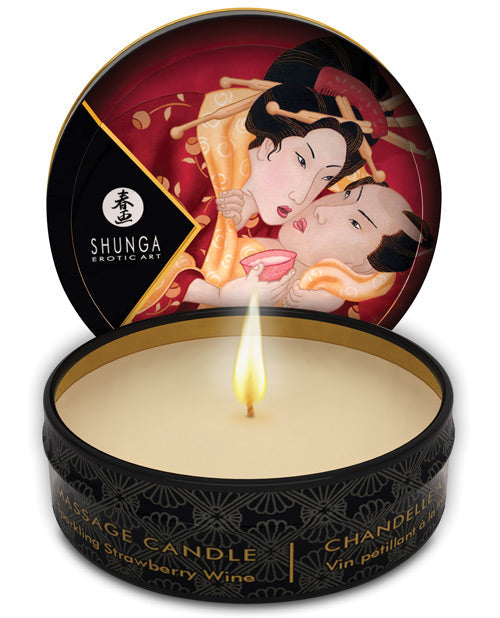Shunga Romance Mini Candlelight Massage Candle - 1 Oz Sparkling Strawberry Wine Default Title Setting The Mood - Tophatter Daily Deals