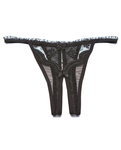 Scalloped Embroidery Crotchless Panty Black O-s Default Title Undergarments - Tophatter Daily Deals