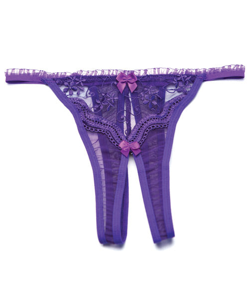 Scalloped Embroidery Crotchless Panty Purple O-s Default Title Undergarments - Tophatter Daily Deals