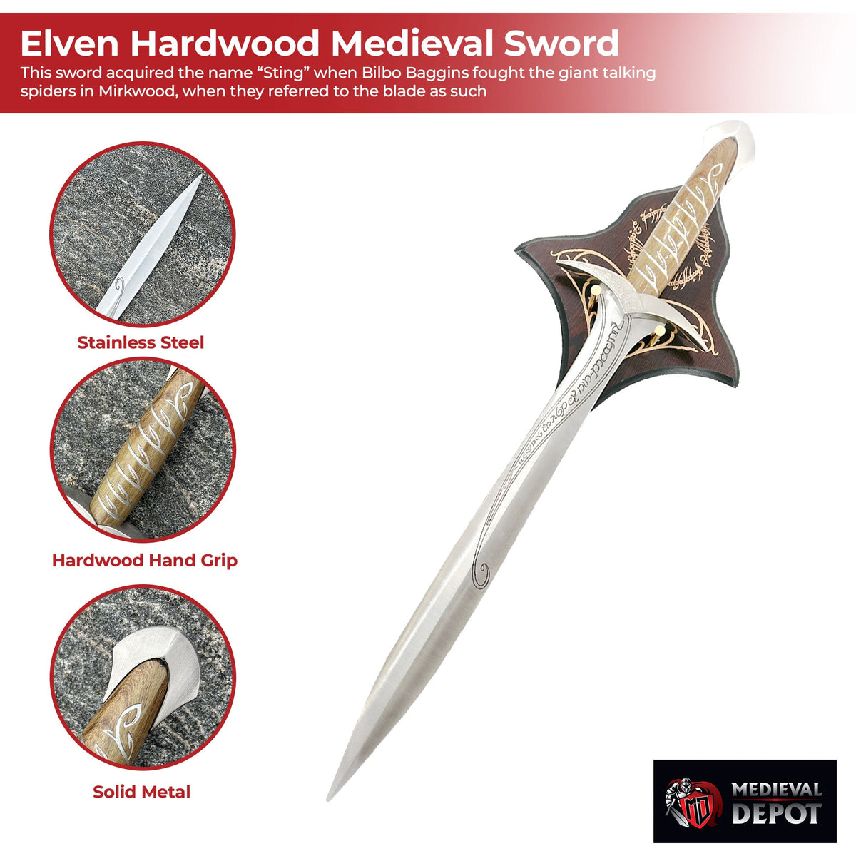 Elven Hardwood Medieval Vine Sword swords - Tophatter Daily Deals