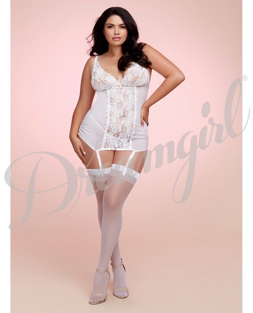 Mesh & Lace Garterslip W-tulle Back White Qn Default Title All Undergarments - Tophatter Daily Deals