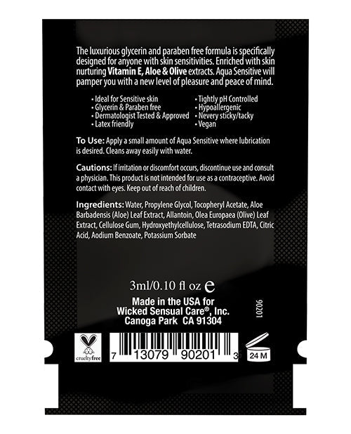 Wicked Sensual Care Hypoallergenic Aqua Sensitive Waterbased Lubricant - .1 Oz Lubes - Tophatter Daily Deals