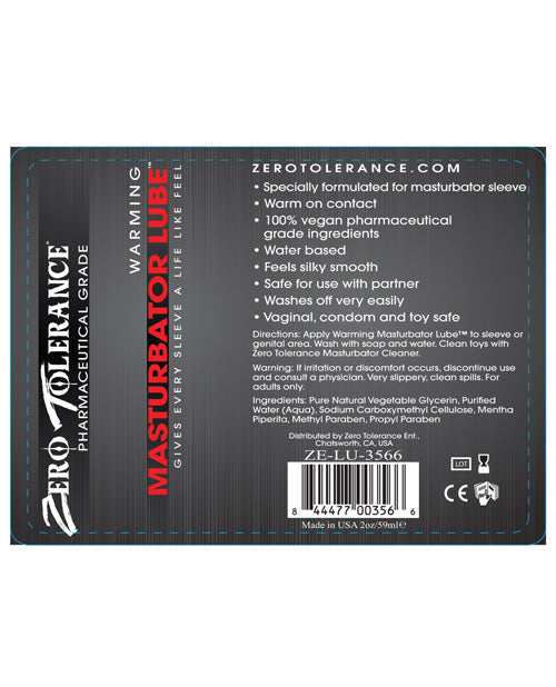 Zero Tolerance Warming Masturbator Lube - 2 Oz Lubes - Tophatter Daily Deals