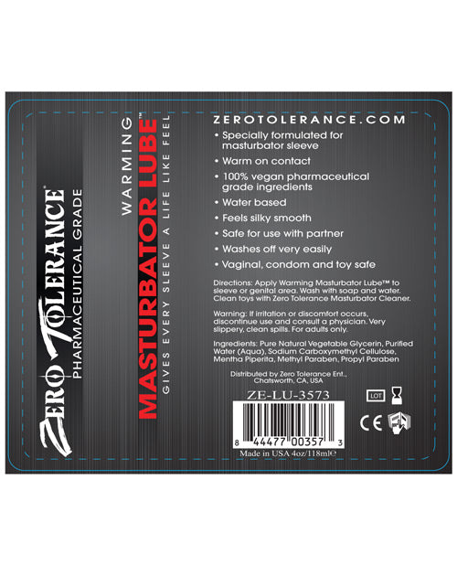 Zero Tolerance Warming Masturbator Lube - 4 Oz Lubes - Tophatter Daily Deals