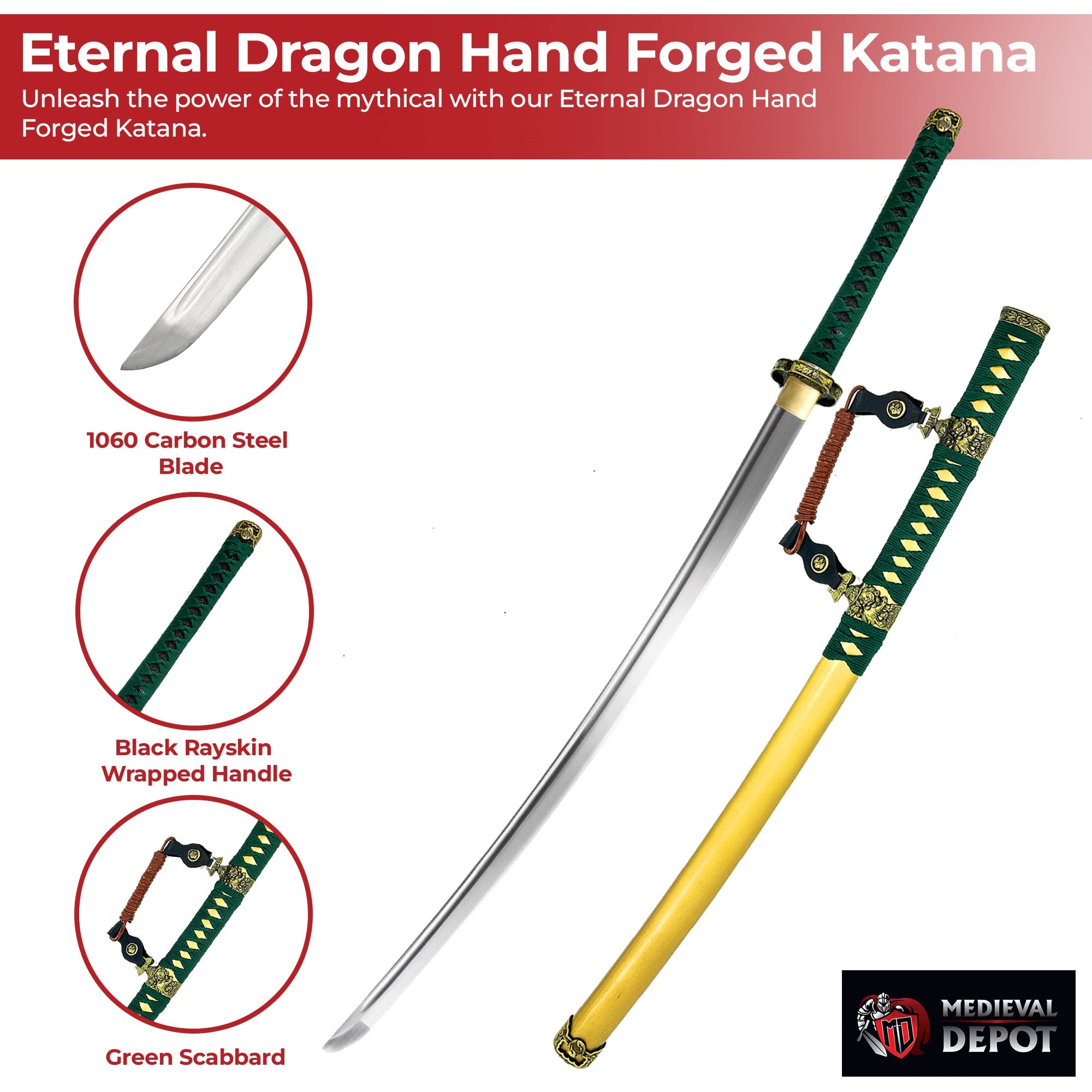 Emerald Elegance Handmade Katana Swords - Tophatter Daily Deals
