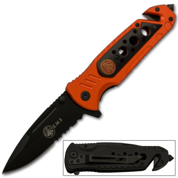 EMS Tactical Rescue Spring Assisted Knife - TOPHATTER'S ARMORY DEALS Collectible Weapons - Tophatter Daily Deals