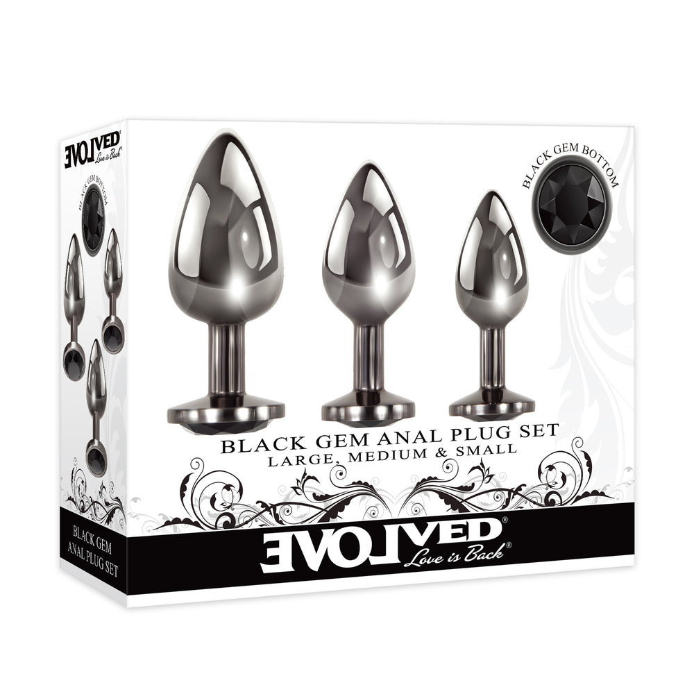 Evolved Black Gem Anal Plug Set – Metal Anal Plug Set > Anal Range > Butt Plug Kits - Tophatter Daily Deals