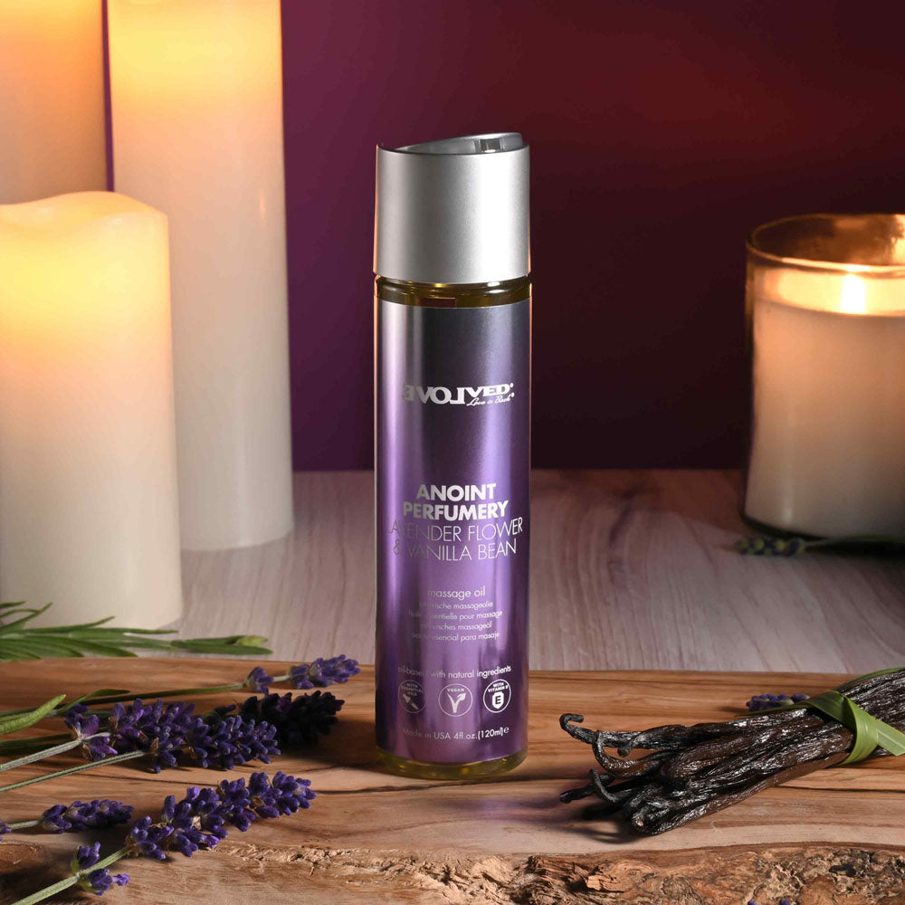 Evolved Anoint Perfumery (Lavender Flower & Vanilla Bean) – Massage Oil 120ml > Essentials > Massage Oil - Tophatter Daily Deals