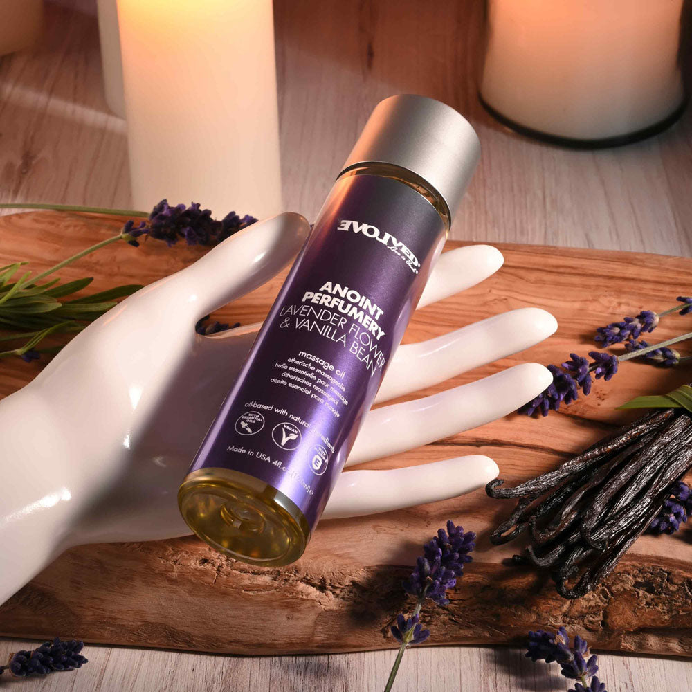Evolved Anoint Perfumery (Lavender Flower & Vanilla Bean) – Massage Oil 120ml > Essentials > Massage Oil - Tophatter Daily Deals