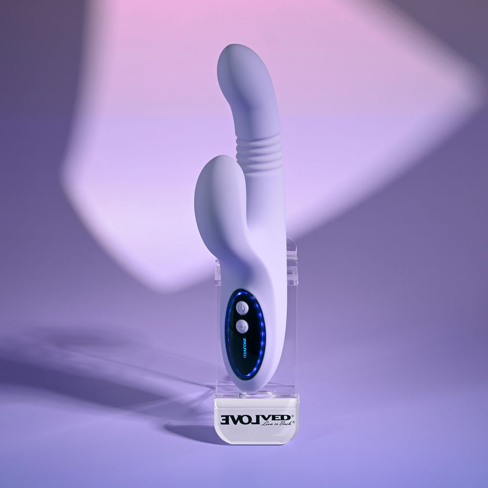 Evolved Pep Talk – USB Rechargeable Thrusting Vibrator with Clitoral Stimulator > Vibrators > Ladies > Rabbit - Tophatter Daily Deals