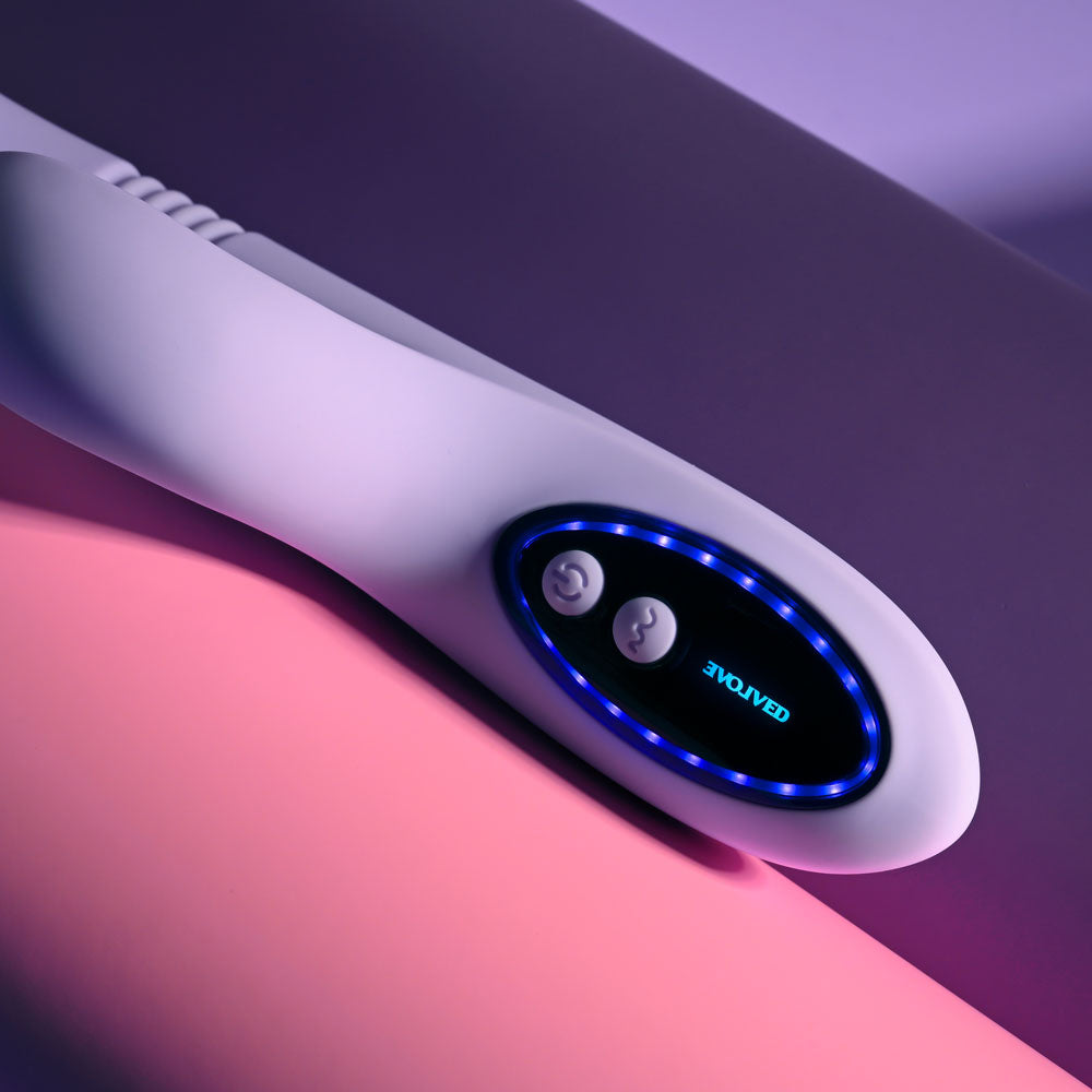 Evolved Pep Talk – USB Rechargeable Thrusting Vibrator with Clitoral Stimulator > Vibrators > Ladies > Rabbit - Tophatter Daily Deals