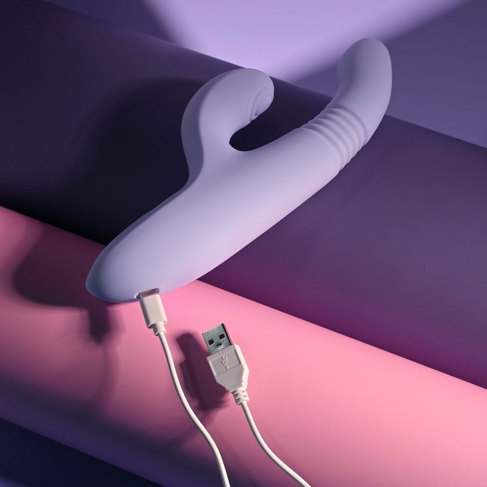 Evolved Pep Talk – USB Rechargeable Thrusting Vibrator with Clitoral Stimulator > Vibrators > Ladies > Rabbit - Tophatter Daily Deals