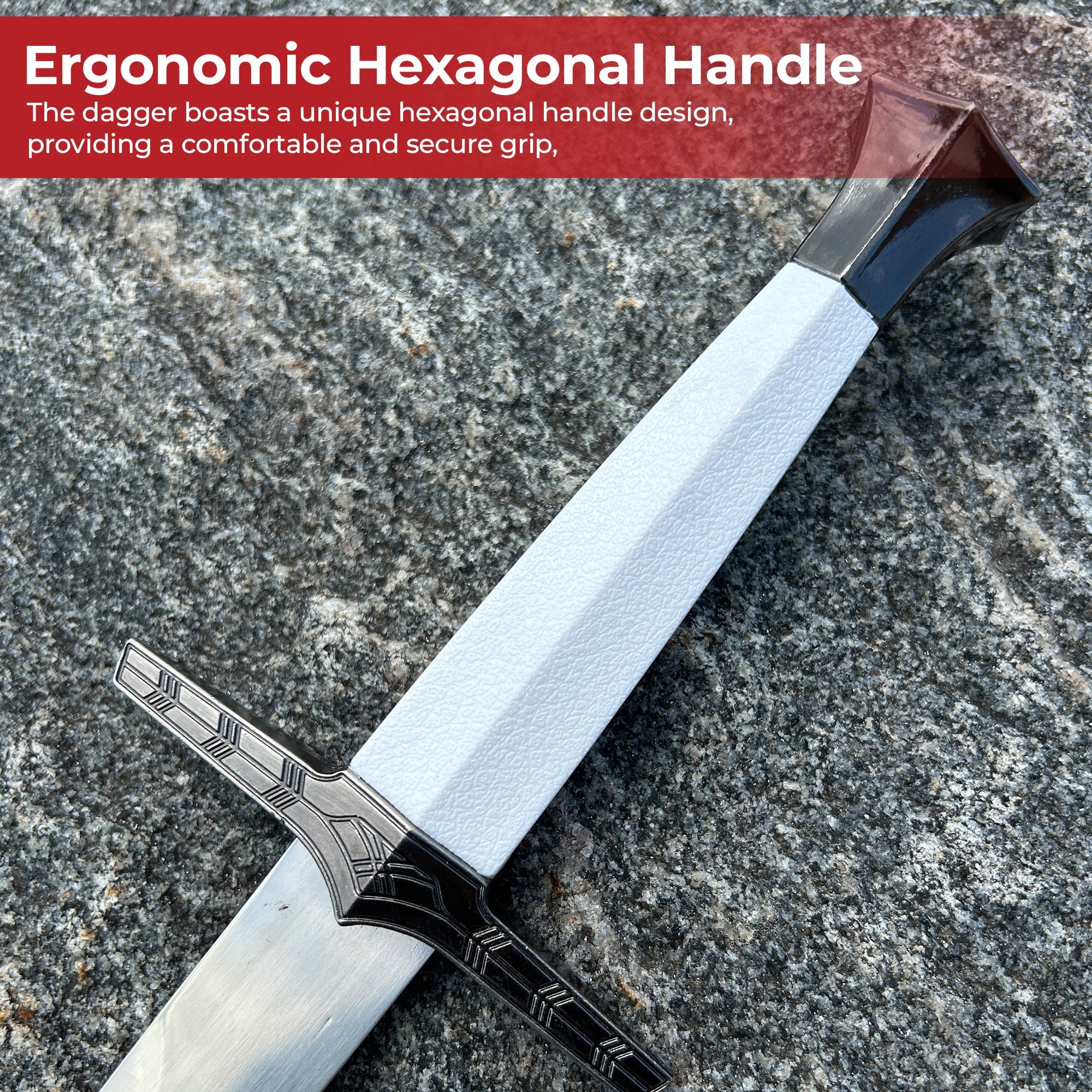 Enchanting Ivory Exquisite White Hexagon Handle Dagger with Metal Fittings Dagger - Tophatter Daily Deals