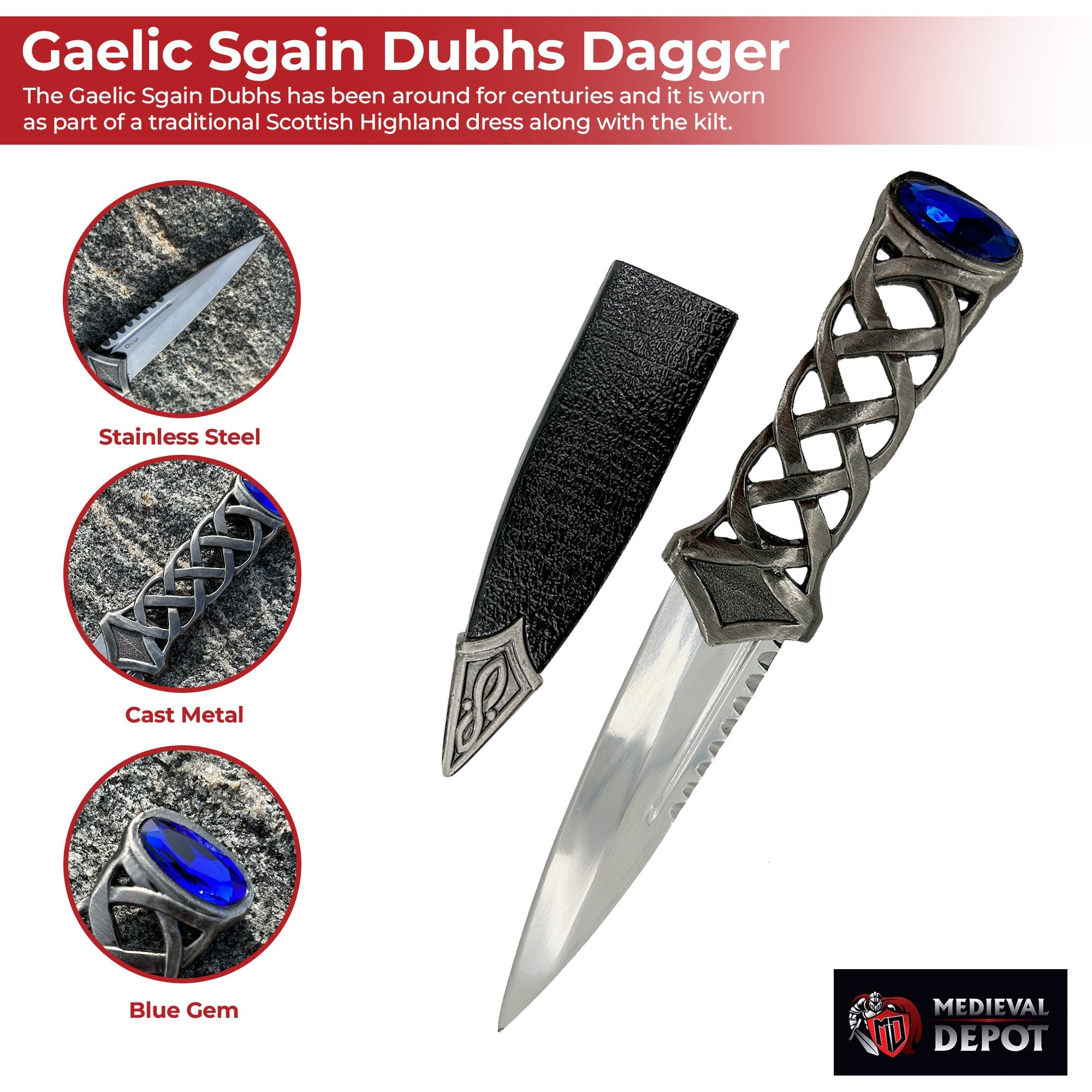 Scottish Twisted Steel Dagger Knife knives - Tophatter Daily Deals