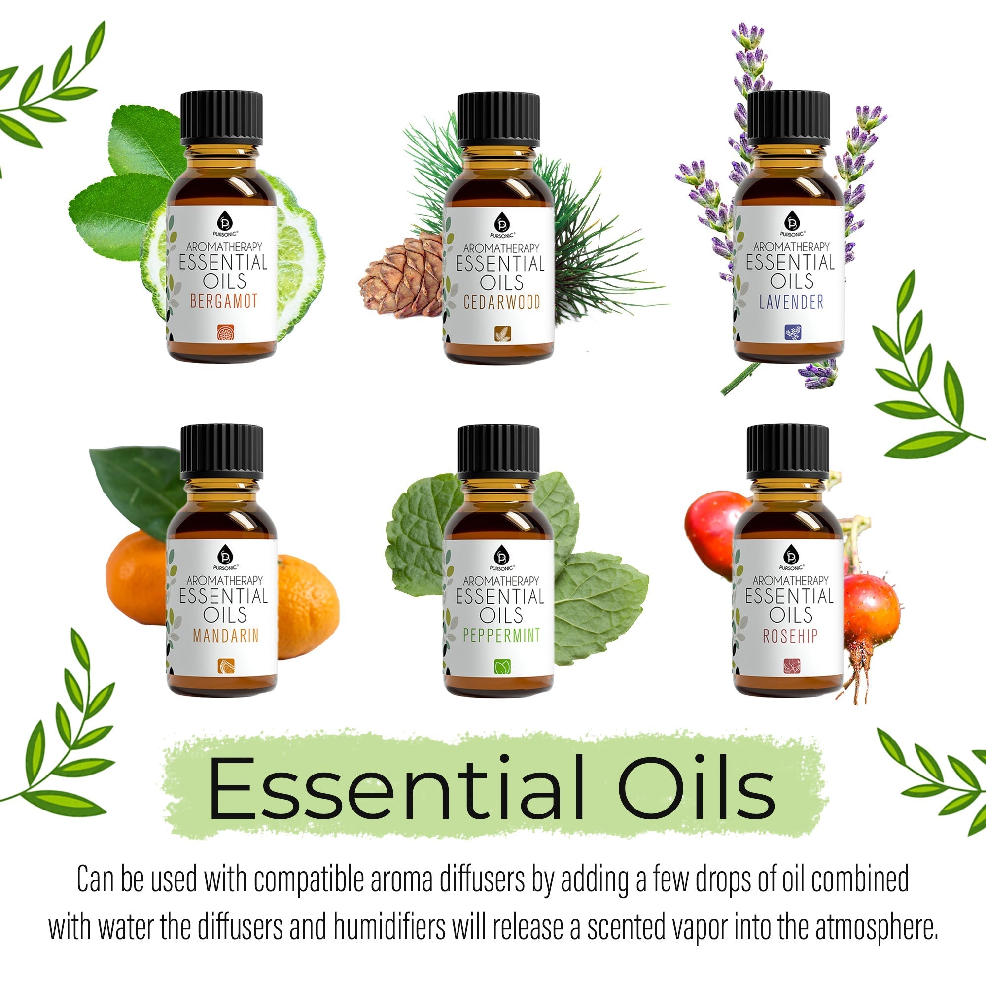 Pursonic Aromatherapy Essential Oils 14-Pack Gift Set Essential Oils - Tophatter Daily Deals
