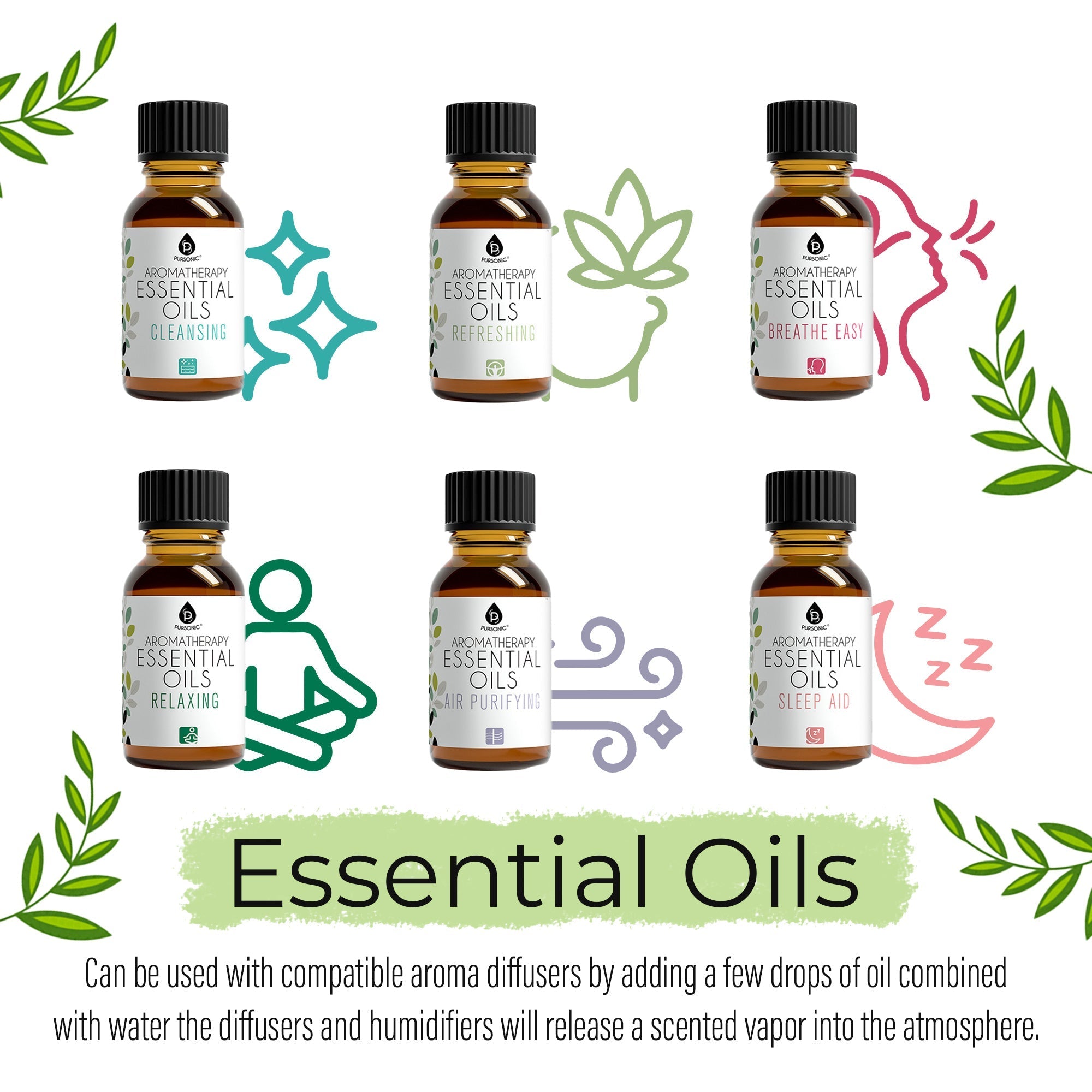 Pursonic Aromatherapy Essential Oils 14-Pack Gift Set Essential Oils - Tophatter Daily Deals