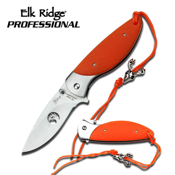 Elk Ridge 7" Professional Folding Pocket Knife Orange Handle - TOPHATTER'S ARMORY DEALS Collectible Weapons - Tophatter Daily Deals