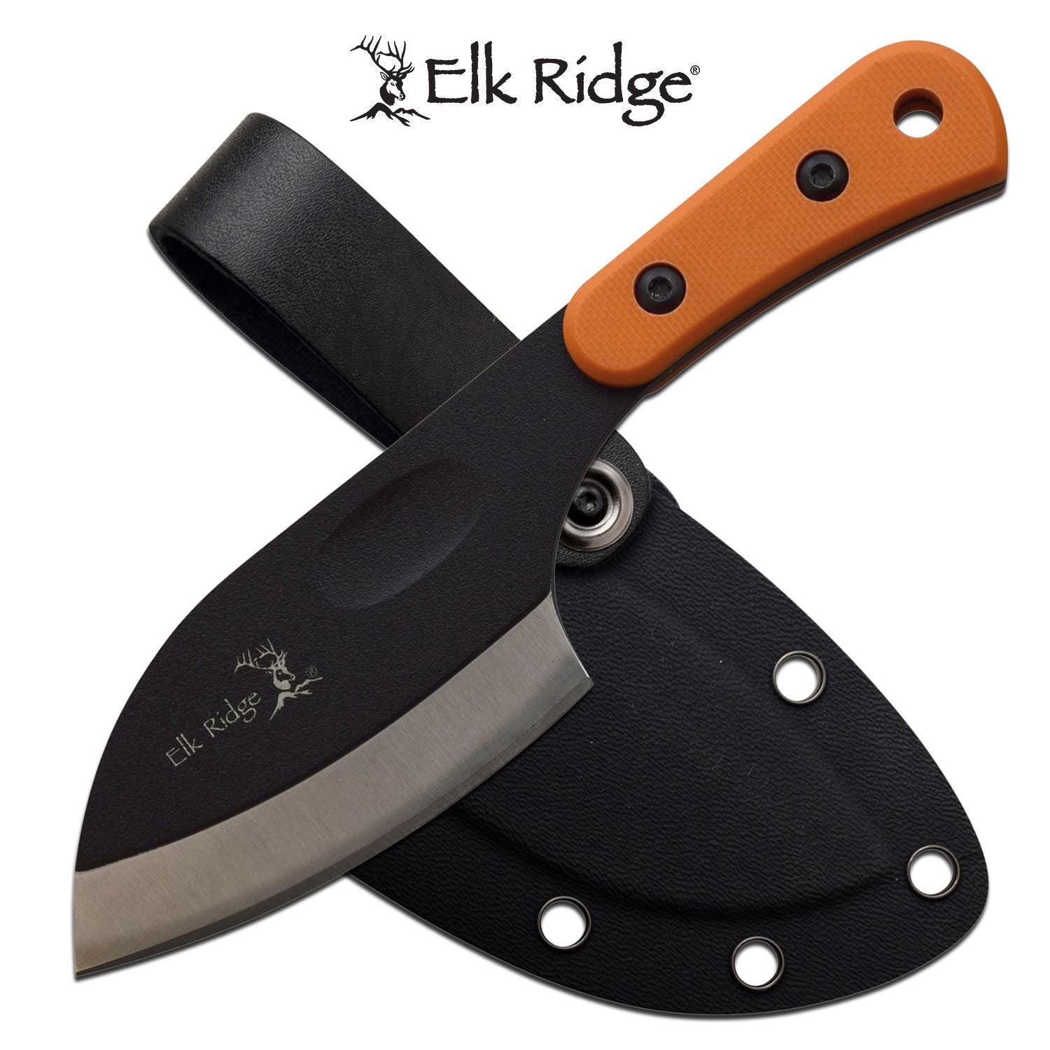Cleaver Knife 5.6" Overall Elk Ridge Tactical Hunter Full Tang With Sheath - Tophatter's Guns'N'Weapons Store Collectible Weapons - Tophatter Daily Deals