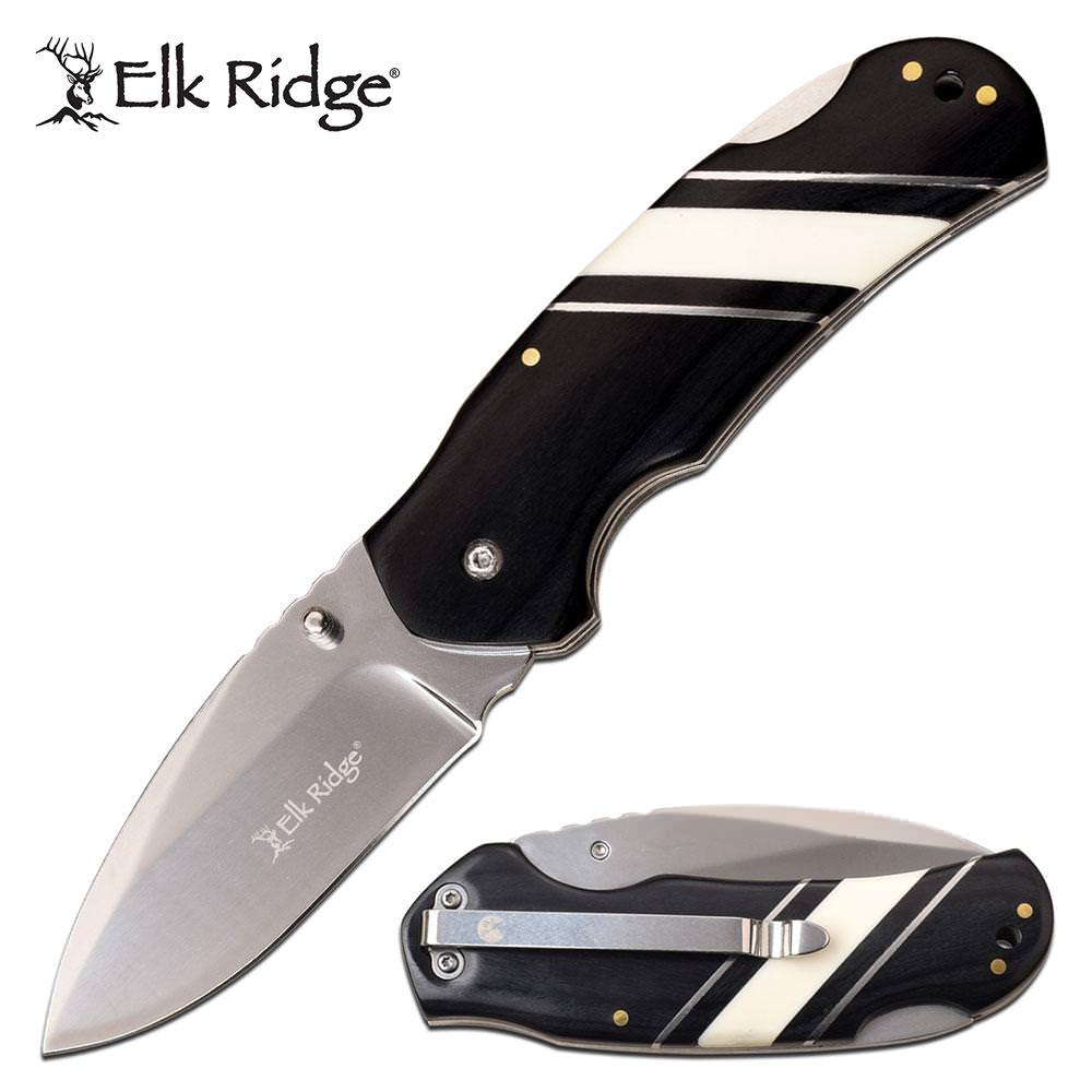 Folding Knife Classic 3.25" Mirror Blade Black Wood Bone Handle - Tophatter's Army Products & Self Defense Collectible Weapons - Tophatter Daily Deals