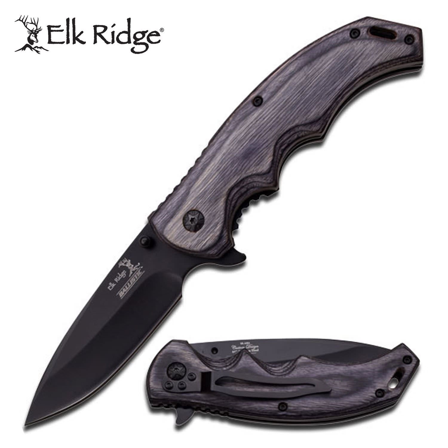 Tormentor Gray Pakkawood Spring Assisted Knife - TOPHATTER'S ARMORY DEALS Collectible Weapons - Tophatter Daily Deals