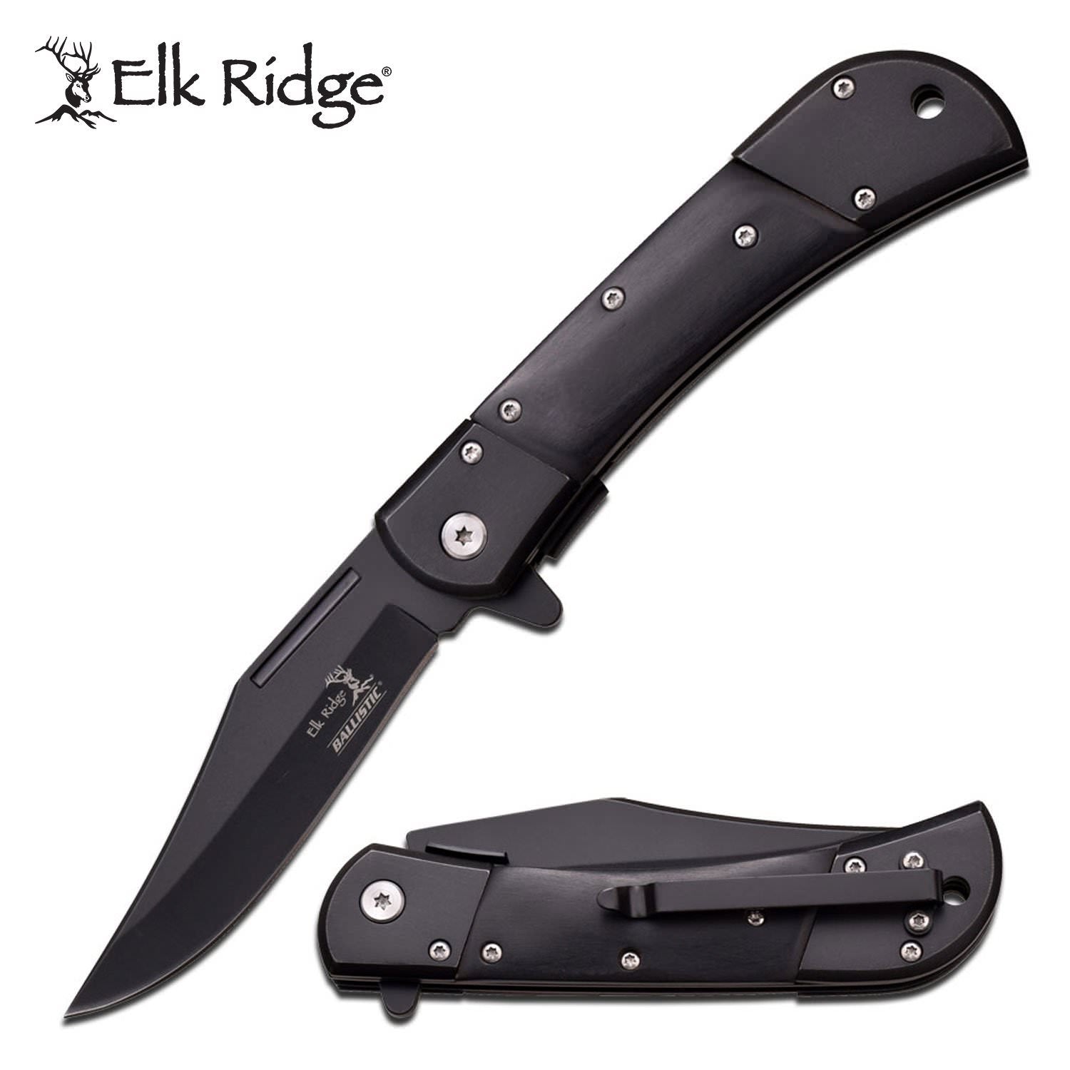 Classic Onyx Black Pakkawood Spring Assisted Knife - Tophatter's Army Products & Self Defense Collectible Weapons - Tophatter Daily Deals