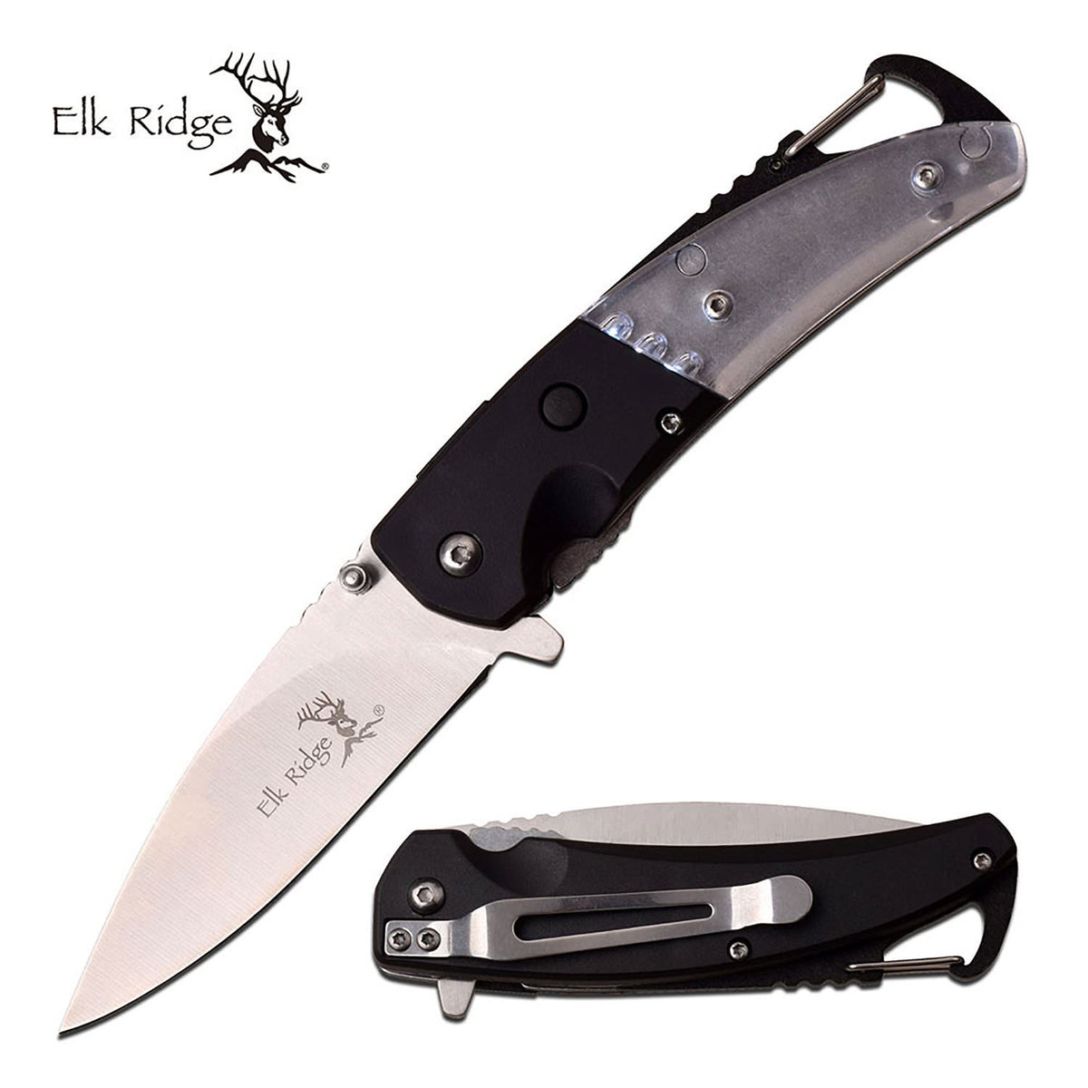 Shining Black GFN Spring Assisted Knife - Satin Plain w/ LED - TOPHATTER'S ARMORY DEALS Collectible Weapons - Tophatter Daily Deals