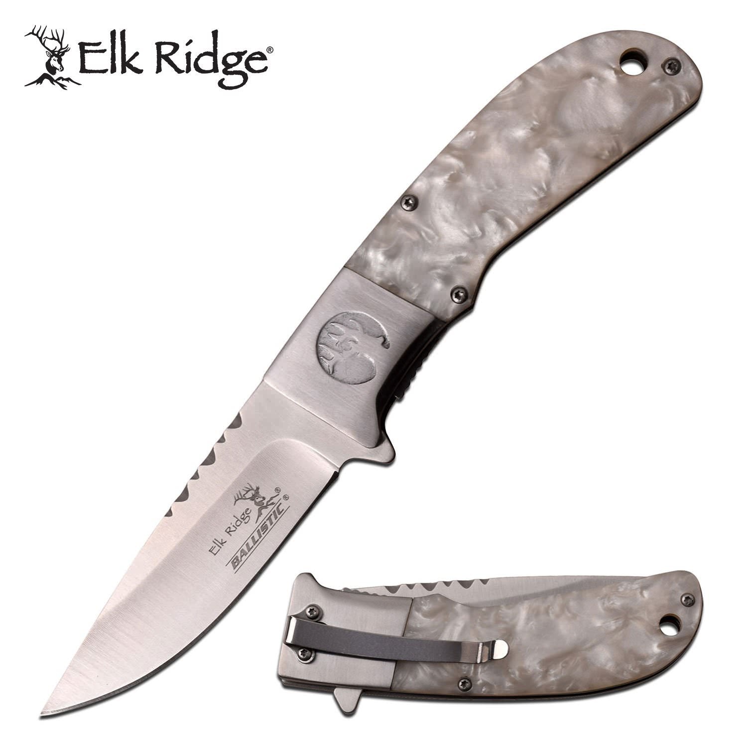Elk Ridge Backwoods Pearlex Spring Assisted Knife - TOPHATTER'S ARMORY DEALS Collectible Weapons - Tophatter Daily Deals