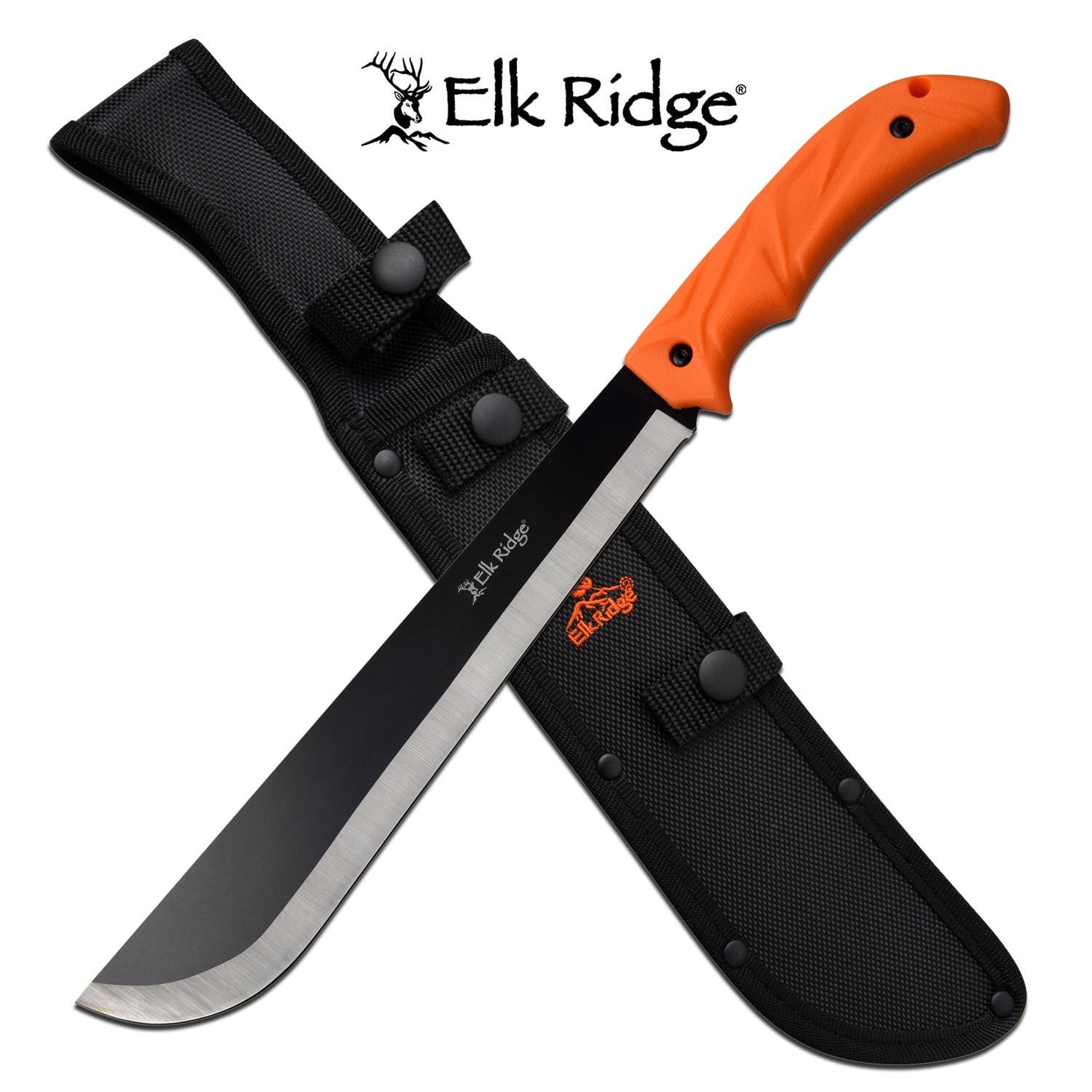 Elk Ridge Medium Sized Outdoor Camping Machete Knife Orange Handle - Tophatter's Guns'N'Weapons Store Collectible Weapons - Tophatter Daily Deals