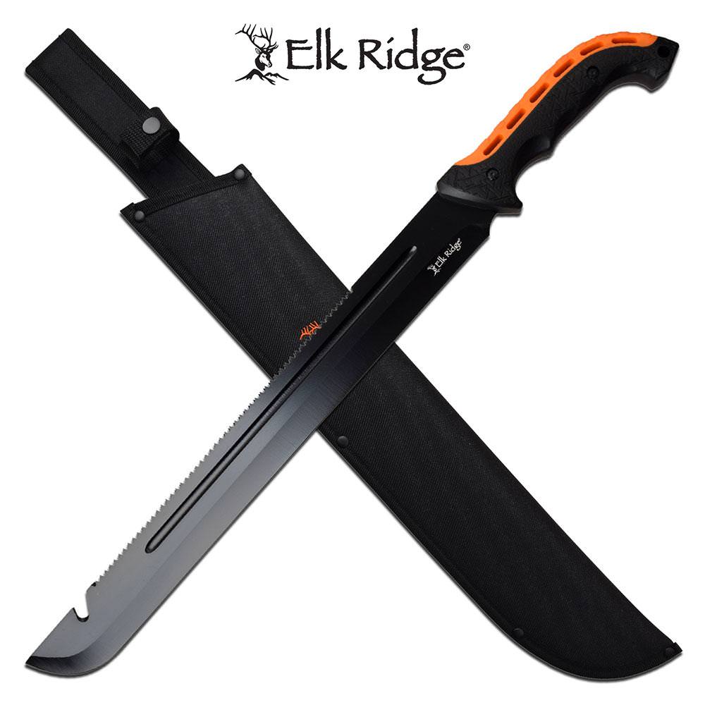Elk Ridge 23 Inch Full Tang Fixed Blade Machete Knife Saw Back Blade - Tophatter's Guns'N'Weapons Store Collectible Weapons - Tophatter Daily Deals