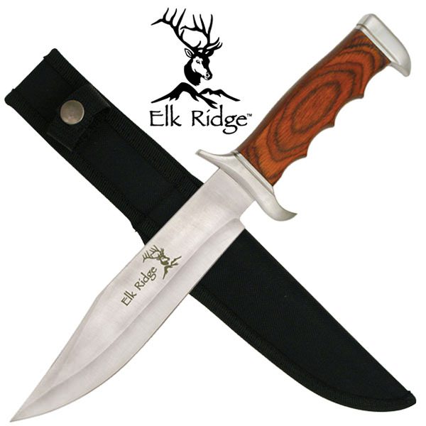 12.5" Elk Ridge Hunting Bowie Knife With Sheath Collectible Weapons - Tophatter Daily Deals
