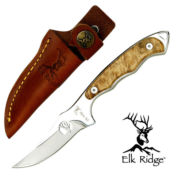 Burl Wood Handle HUNTER Fixed Hunting SKINNER Hunting Knife - Tophatter's Army Products & Self Defense Collectible Weapons - Tophatter Daily Deals