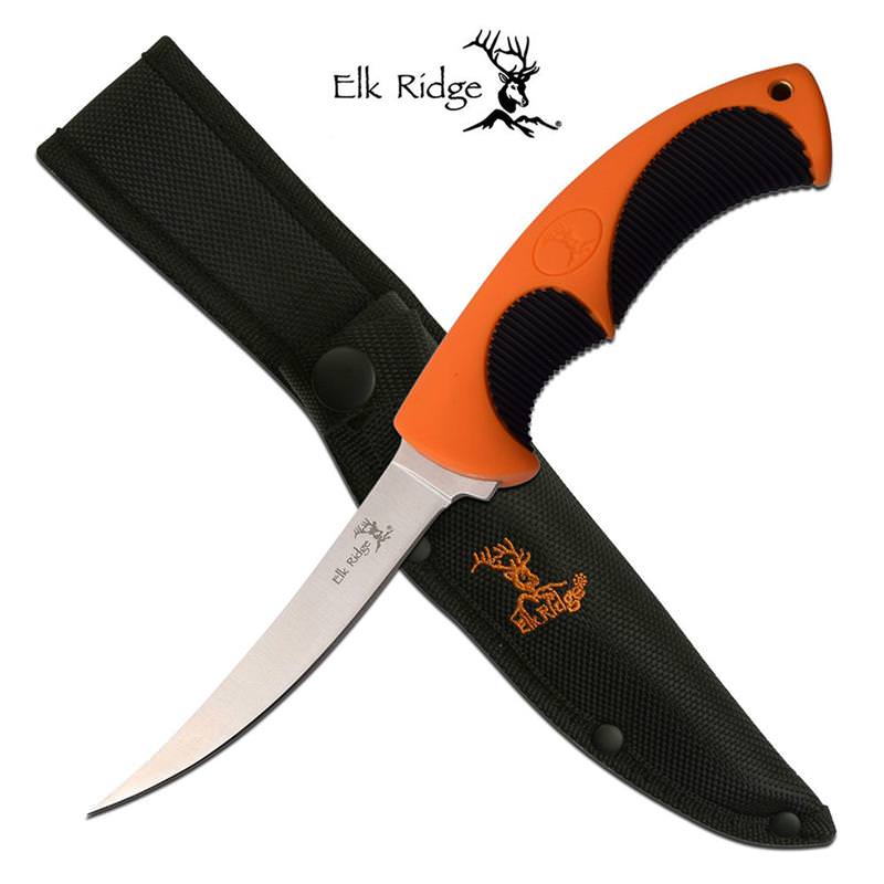 10" Overall Fillet Knife Silver Blade Black Orange Fishing With Sheath Collectible Weapons - Tophatter Daily Deals