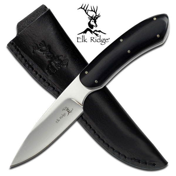 Elk Ridge Fixed Blade Hunting Knife with Mirror Polished Blade - Tophatter's Guns'N'Weapons Store Collectible Weapons - Tophatter Daily Deals