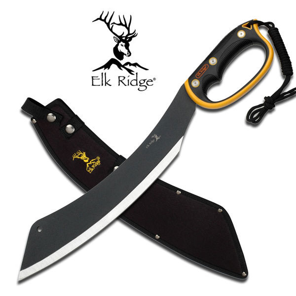 20.5" Curved Blade Work Machete Orange Black Molded Handle Collectible Weapons - Tophatter Daily Deals