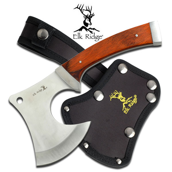 Elk Ridge Tactical Throwing Axe Brown Wood Handle With Sheath - TOPHATTER'S ARMORY DEALS Collectible Weapons - Tophatter Daily Deals
