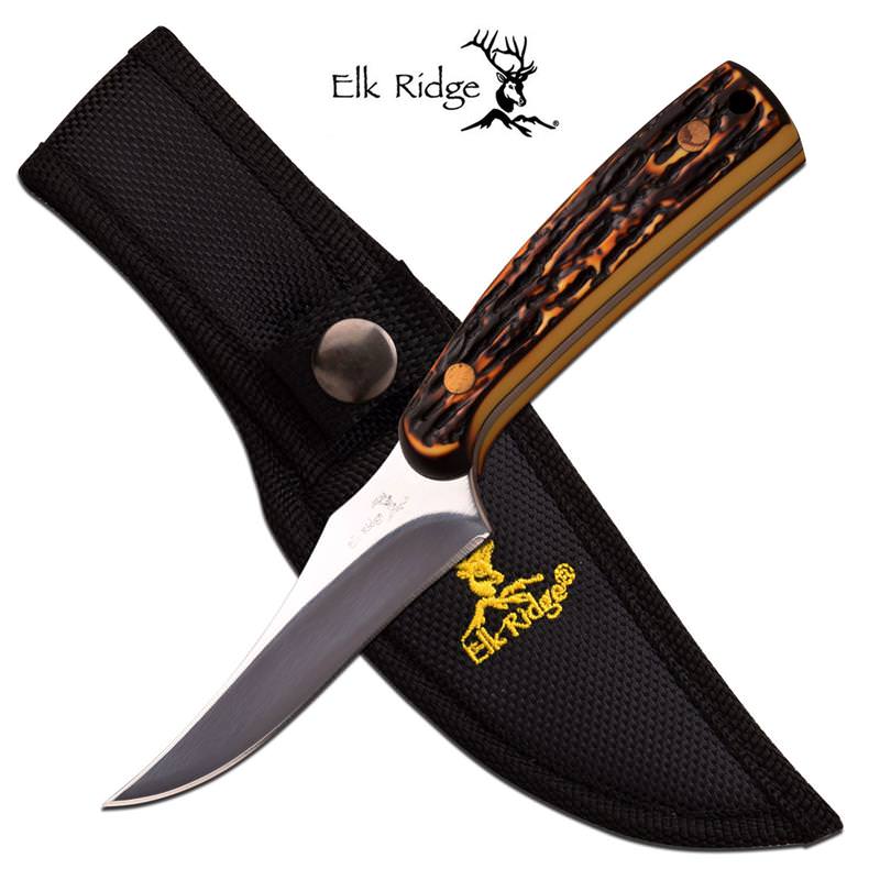 Elk Ridge Hunting Skinning Game Simulated Bone Handle Fixed Blade Knife Collectible Weapons - Tophatter Daily Deals