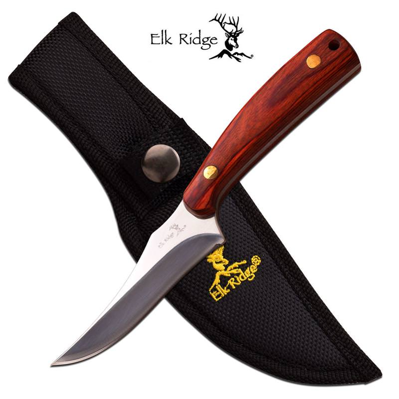 Elk Ridge Fixed Blade Hunting Skinning Knife Pakkawood Handle - Tophatter's Army Products & Self Defense Collectible Weapons - Tophatter Daily Deals