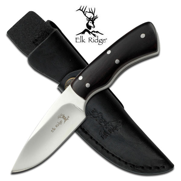 5.25 inch Overall Elk Ridge Fixed Blade Hunting Knife With Mirror Finish Blade Collectible Weapons - Tophatter Daily Deals