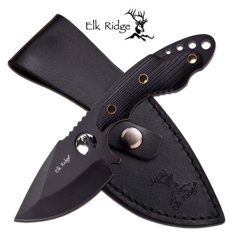 Hunting Fixed Blade Knife Black 3.5" Drop Blade With G10 Handle - Tophatter's Guns'N'Weapons Store Collectible Weapons - Tophatter Daily Deals