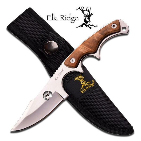 7" Burl Upswept Hunter Fixed Blade Hunting Knife - TOPHATTER'S ARMORY DEALS Collectible Weapons - Tophatter Daily Deals
